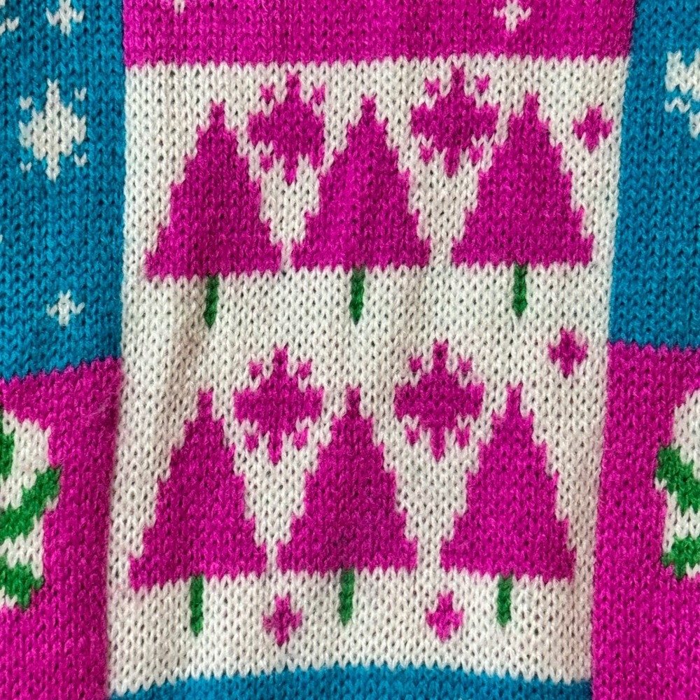 Party Sweater Dec. 25th Ugly Christmas Sweater Teal / Pink Size Unisex Medium - Picture 10 of 11